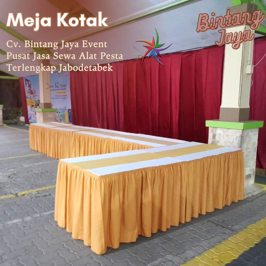 Jasa Rental Meja Kotak Ukuran 80x120cm untuk Stand Makanan Jakarta