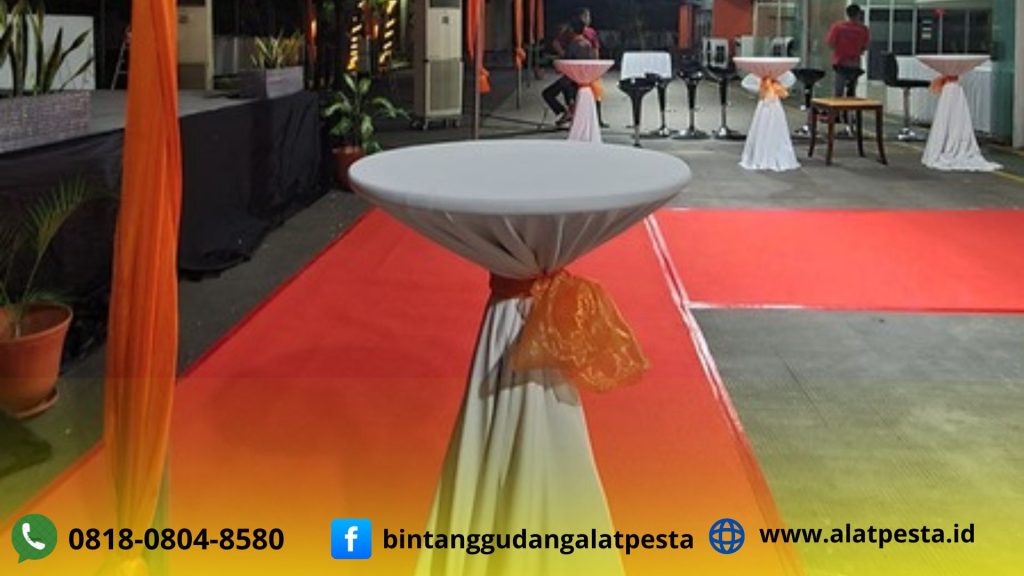 Rental Meja Bar Multiplek Lapis Kulit sintetis Dan Cover Tebar di Jakarta